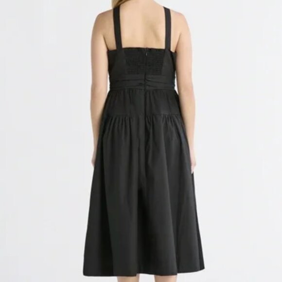 NWT, SZ L, 100% COTTON, Keyhole Front Midi Sundress, Black - Picture 3 of 3